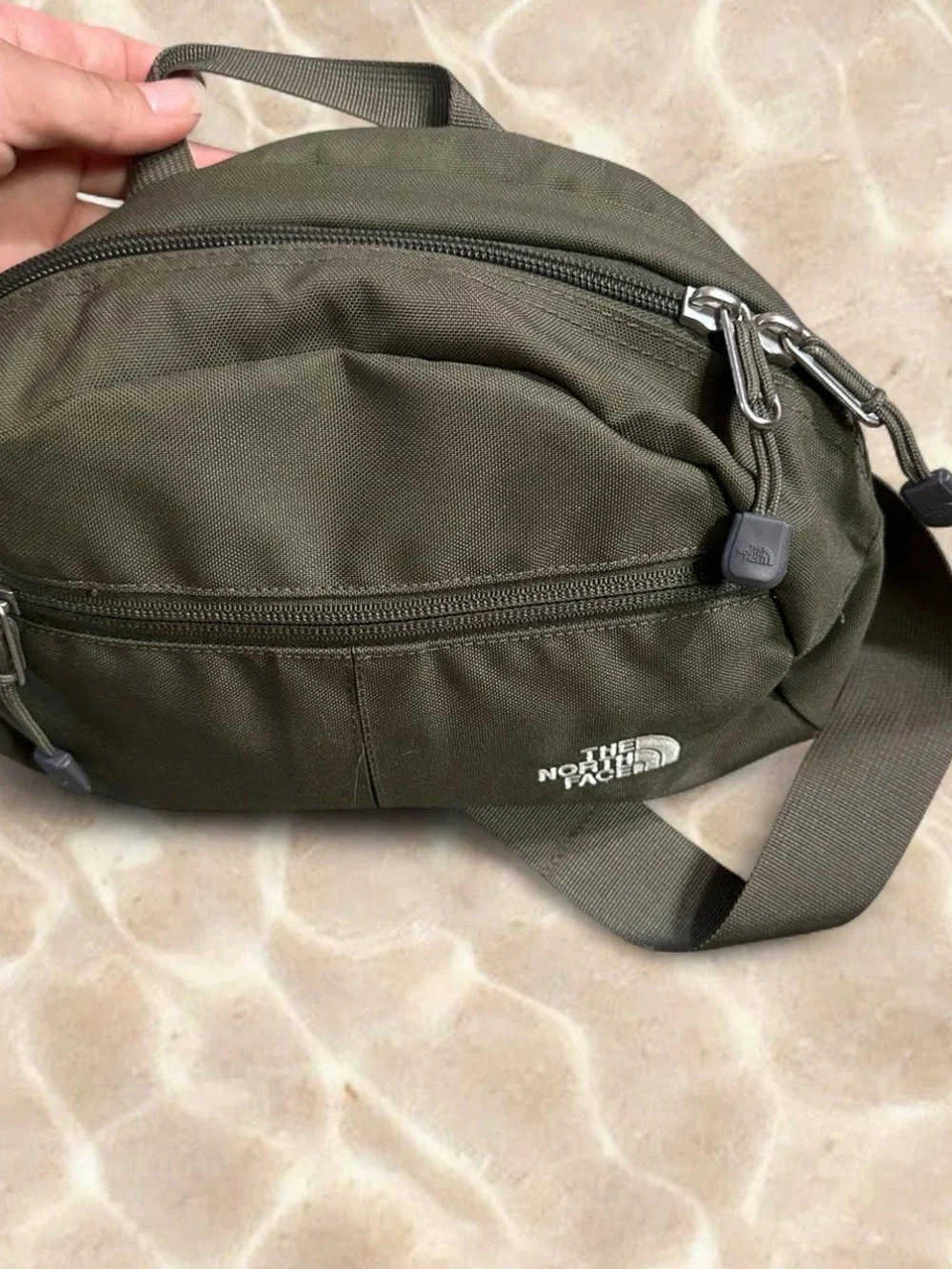 The North Face Olive Green Hiking Waist Pack Shoulder Backpack Outdoor Camp Gear